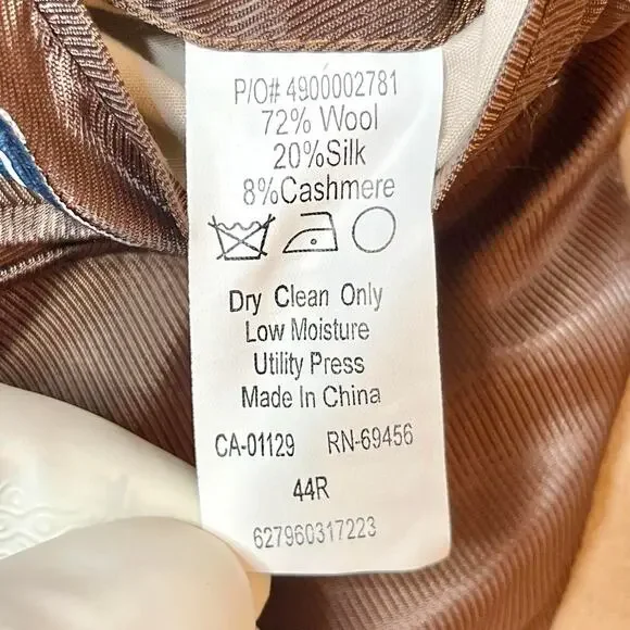 Chaps 44R Camel Wool Silk Cashmere Blazer Jacket – Classic Fit - Picture 3 of 6